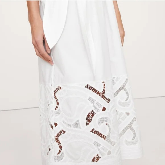NWT Banana Republic Embroidered Cotton Poplin Ruched Dress Size Small In White Dresses NWT Banana Republic Embroidered Cotton Poplin Ruched Dress Size Small In White Dresses